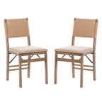 Chaise de salle à manger pliable en bois et corde (lot de 2)
