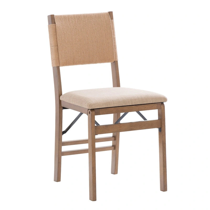 Chaise de salle à manger pliable en bois et corde (lot de 2)