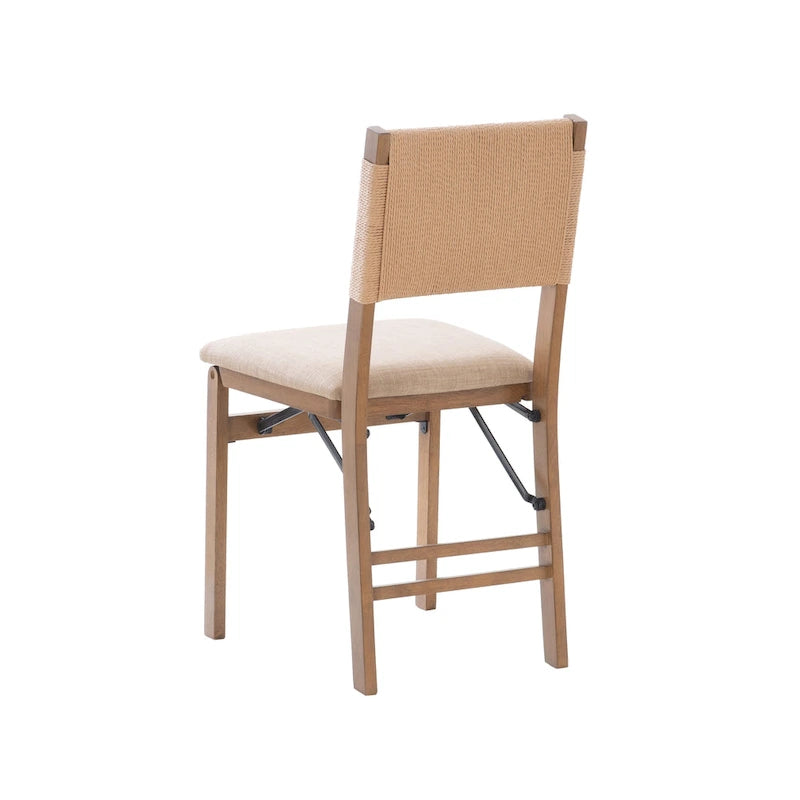 Chaise de salle à manger pliable en bois et corde (lot de 2)