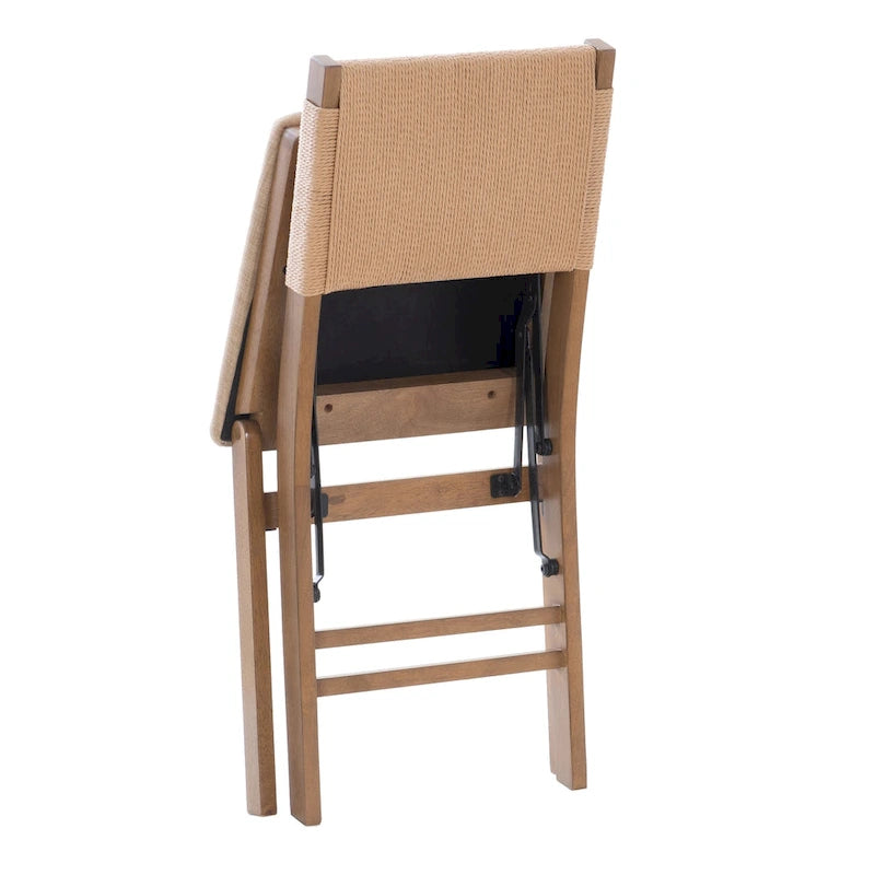 Chaise de salle à manger pliable en bois et corde (lot de 2)