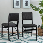 Chaise de salle à manger pliable en bois et corde (lot de 2)
