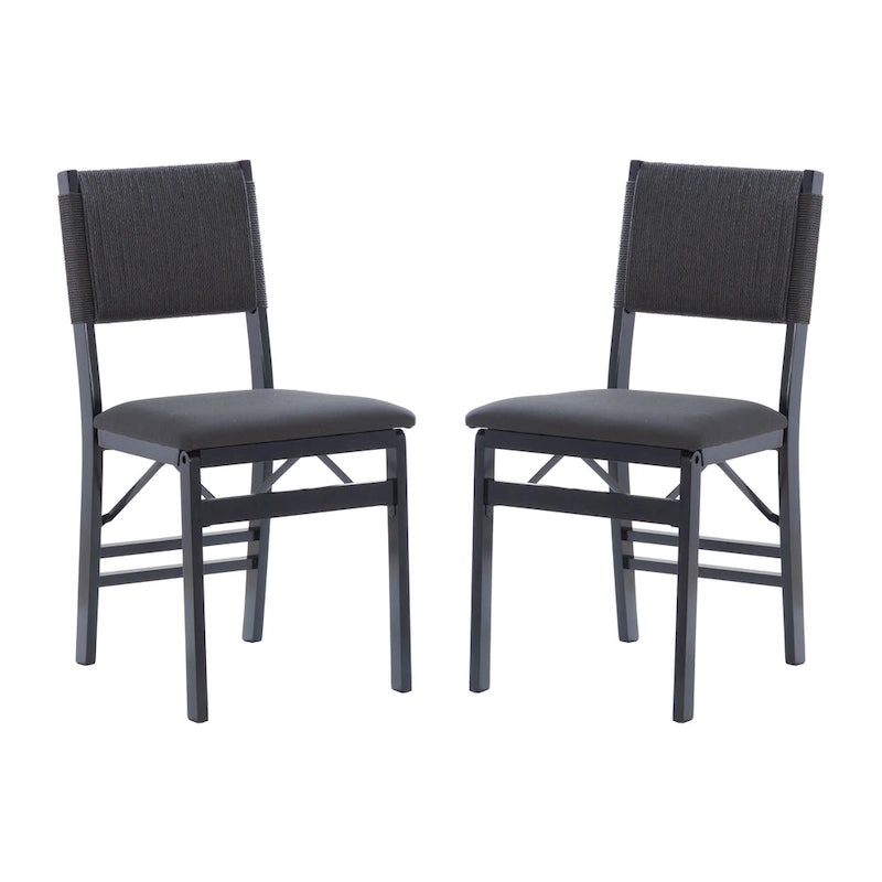 Chaise de salle à manger pliable en bois et corde (lot de 2)