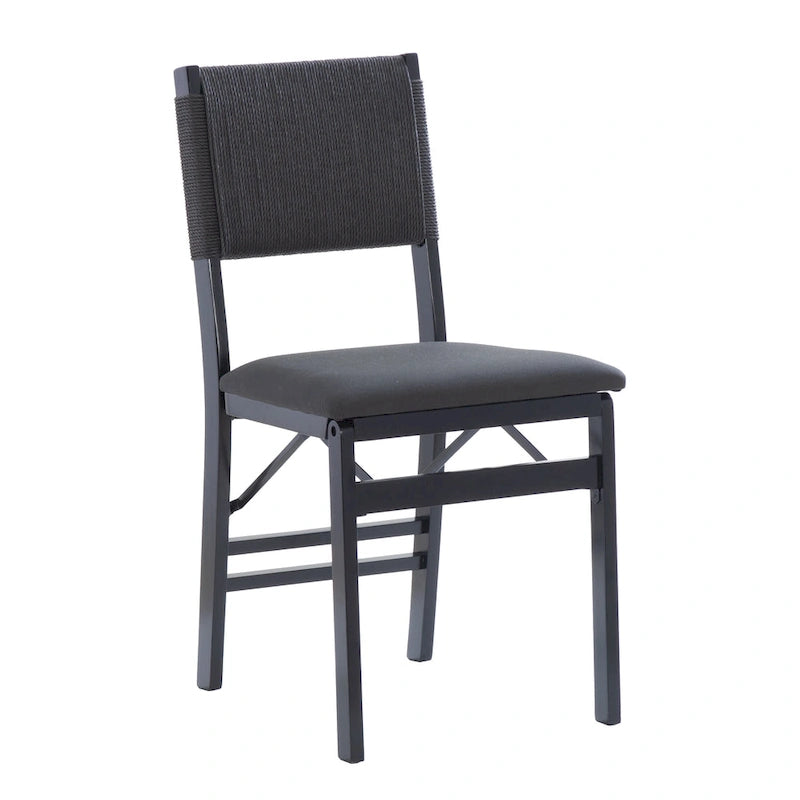 Chaise de salle à manger pliable en bois et corde (lot de 2)