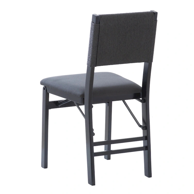Chaise de salle à manger pliable en bois et corde (lot de 2)