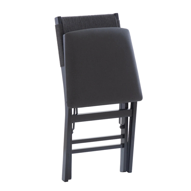 Chaise de salle à manger pliable en bois et corde (lot de 2)