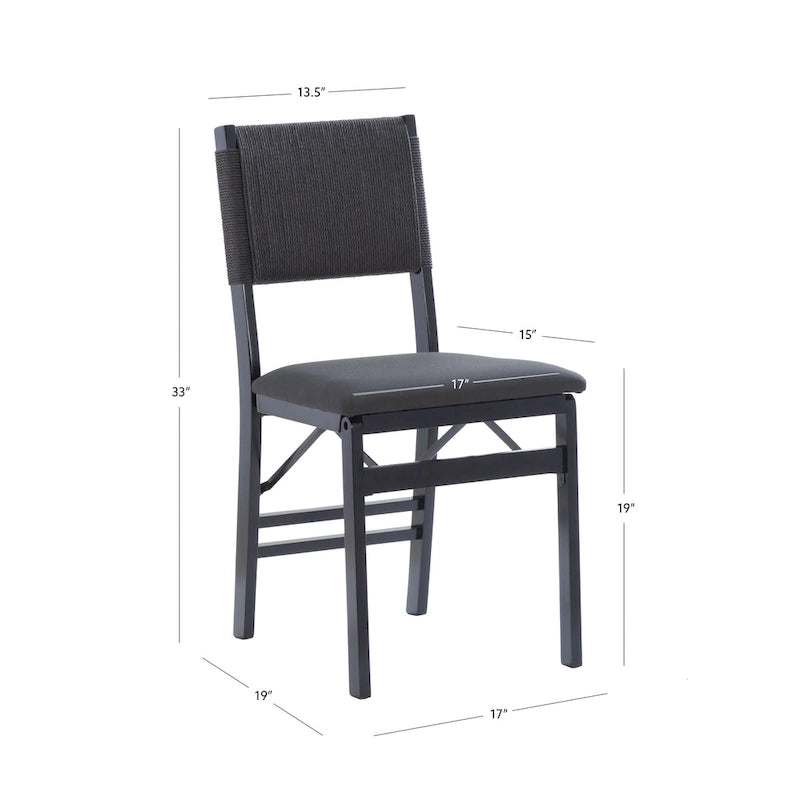 Chaise de salle à manger pliable en bois et corde (lot de 2)
