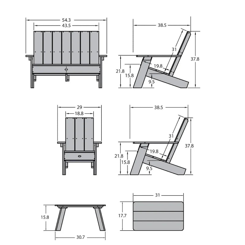 Ensemble de conversation Adirondack moderne Italica