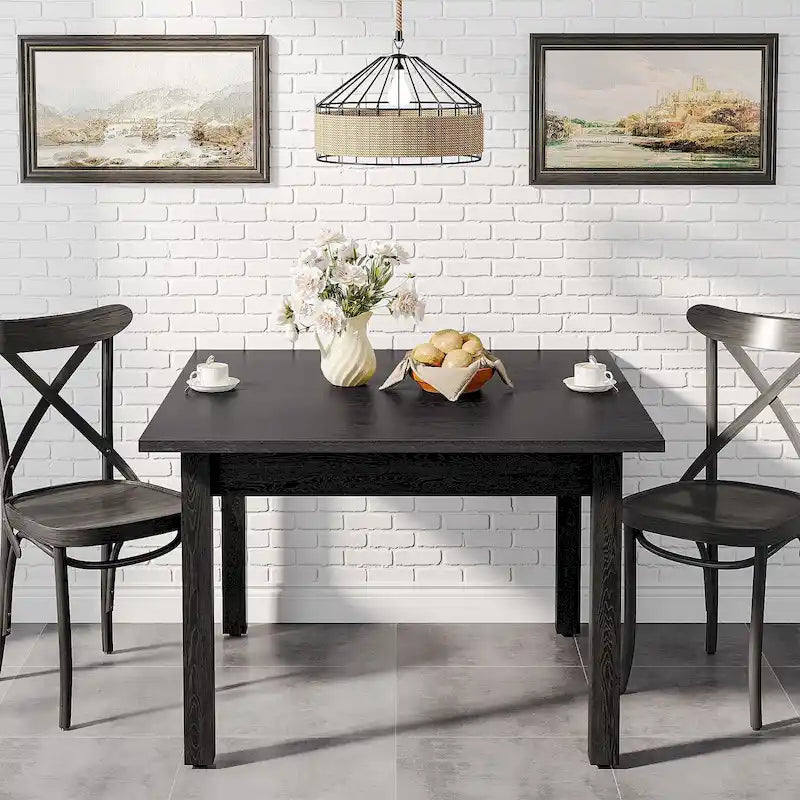 Table à manger carrée rustique en bois massif - 39,4P x 39,4L x 30H
