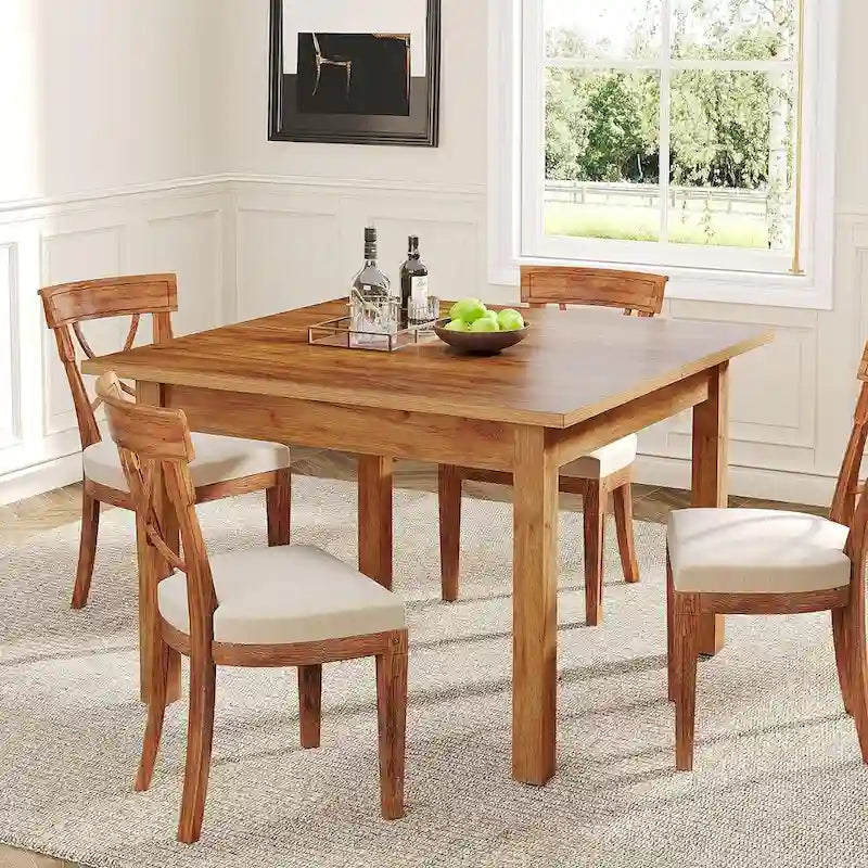 Table à manger carrée rustique en bois massif - 39,4P x 39,4L x 30H