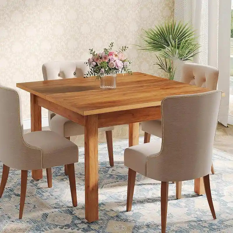 Table à manger carrée rustique en bois massif - 39,4P x 39,4L x 30H