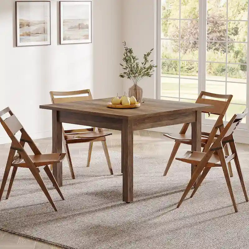 Table à manger carrée rustique en bois massif - 39,4P x 39,4L x 30H