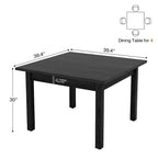 Table à manger carrée rustique en bois massif - 39,4P x 39,4L x 30H