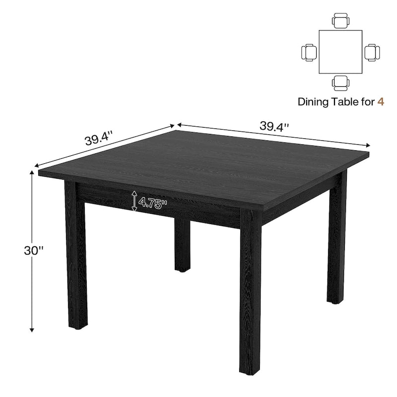 Table à manger carrée rustique en bois massif - 39,4P x 39,4L x 30H