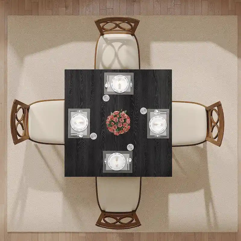 Table à manger carrée rustique en bois massif - 39,4P x 39,4L x 30H
