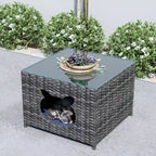 OVIOS Ensemble de conversation sectionnel en osier 6 pièces pour patio avec table de rangement en forme de tête de chat