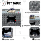 OVIOS Ensemble de conversation sectionnel en osier 6 pièces pour patio avec table de rangement en forme de tête de chat