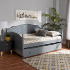 Lit de repos double pleine grandeur de style champêtre avec lit gigogne escamotable