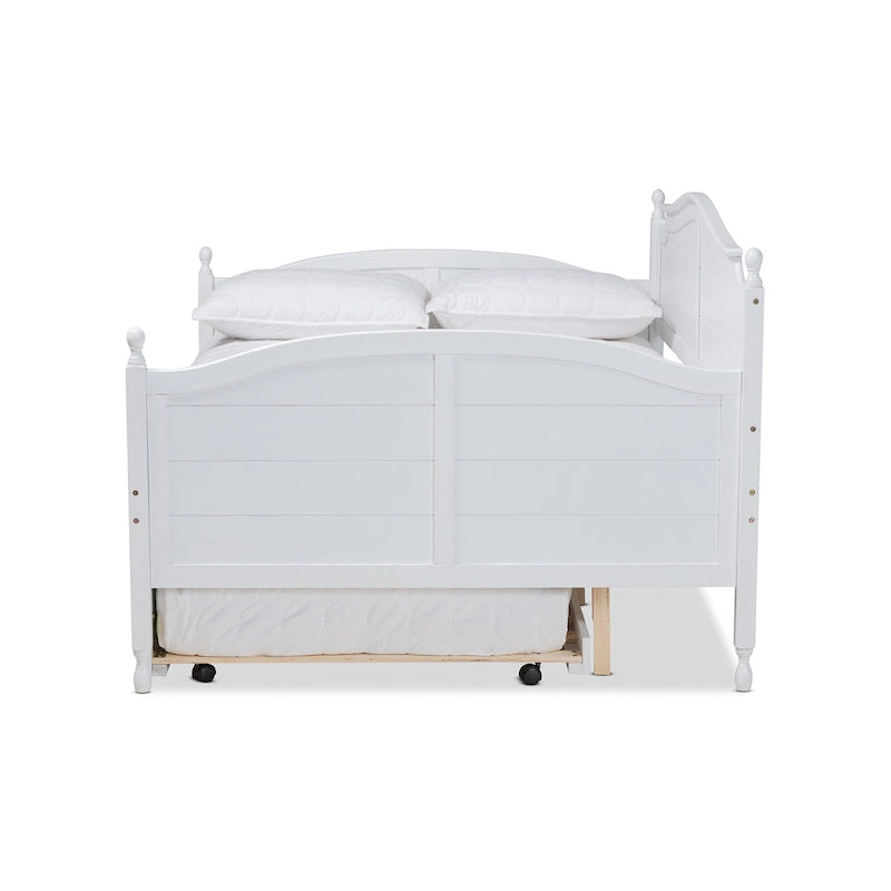 Lit de repos double pleine grandeur de style champêtre avec lit gigogne escamotable