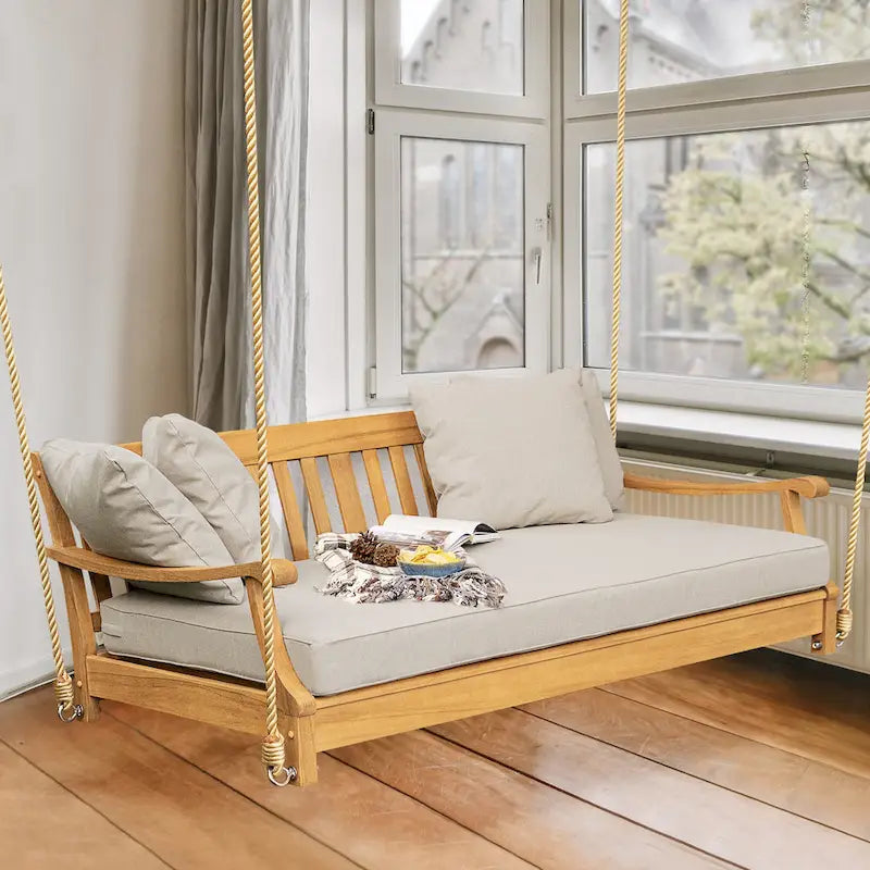 Cambridge Casual Robin Teak Patio Porch Swing Daybed FREE 4-piece Pillow