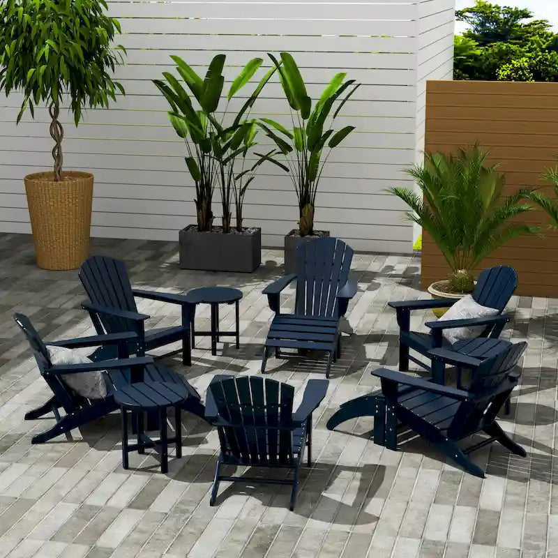Fauteuil Adirondack Polytrends Altura 12 pièces en polyéthylène résistant aux intempéries avec repose-pieds et table d'appoint