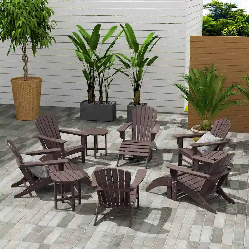 Fauteuil Adirondack Polytrends Altura 12 pièces en polyéthylène résistant aux intempéries avec repose-pieds et table d'appoint