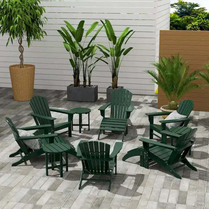 Fauteuil Adirondack Polytrends Altura 12 pièces en polyéthylène résistant aux intempéries avec repose-pieds et table d'appoint
