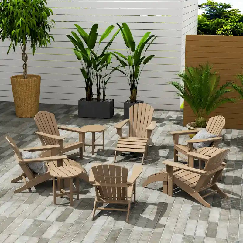 Fauteuil Adirondack Polytrends Altura 12 pièces en polyéthylène résistant aux intempéries avec repose-pieds et table d'appoint
