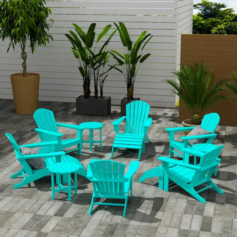 Fauteuil Adirondack Polytrends Altura 12 pièces en polyéthylène résistant aux intempéries avec repose-pieds et table d'appoint