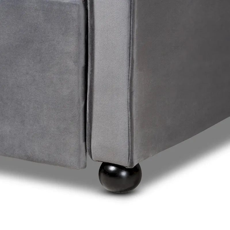 Silver Orchid Titus Contemporary Tufted Velvet Daybed with Trundle