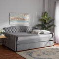 Lit de repos contemporain en velours capitonné avec lit gigogne