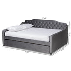 Lit de repos contemporain en velours capitonné avec lit gigogne