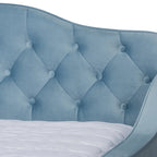Lit de repos contemporain en velours capitonné avec lit gigogne
