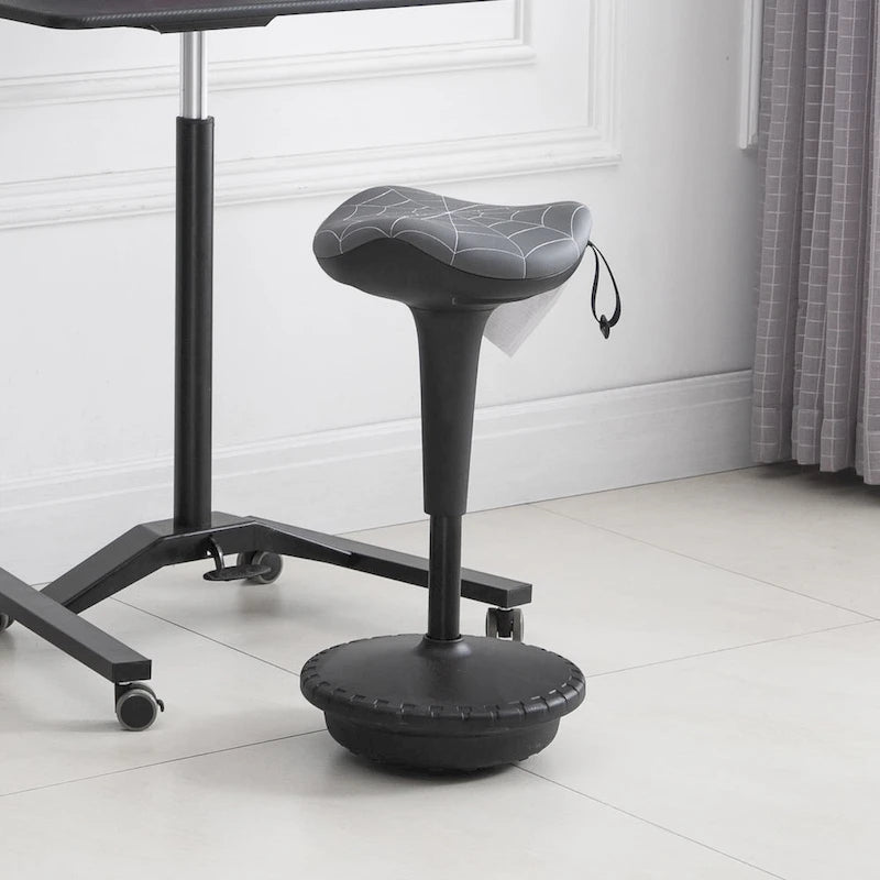 Tabouret de bureau assis-debout Lift Wobble, pivotant à 360°, inclinable, hauteur réglable et siège selle, gris