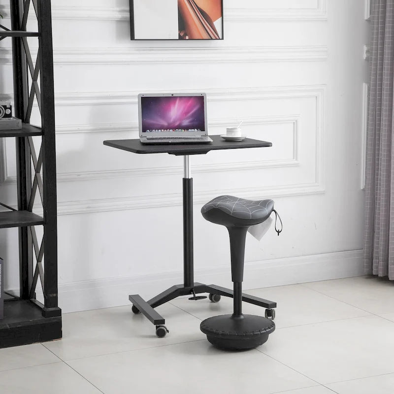 Tabouret de bureau assis-debout Lift Wobble, pivotant à 360°, inclinable, hauteur réglable et siège selle, gris