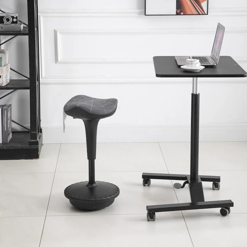 Tabouret de bureau assis-debout Lift Wobble, pivotant à 360°, inclinable, hauteur réglable et siège selle, gris