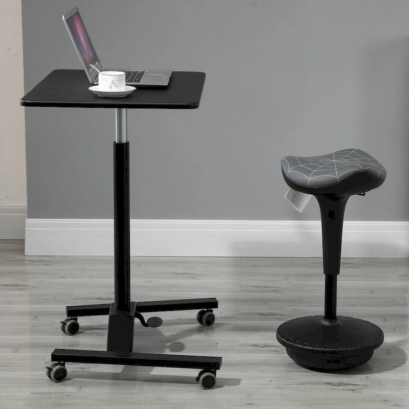 Tabouret de bureau assis-debout Lift Wobble, pivotant à 360°, inclinable, hauteur réglable et siège selle, gris