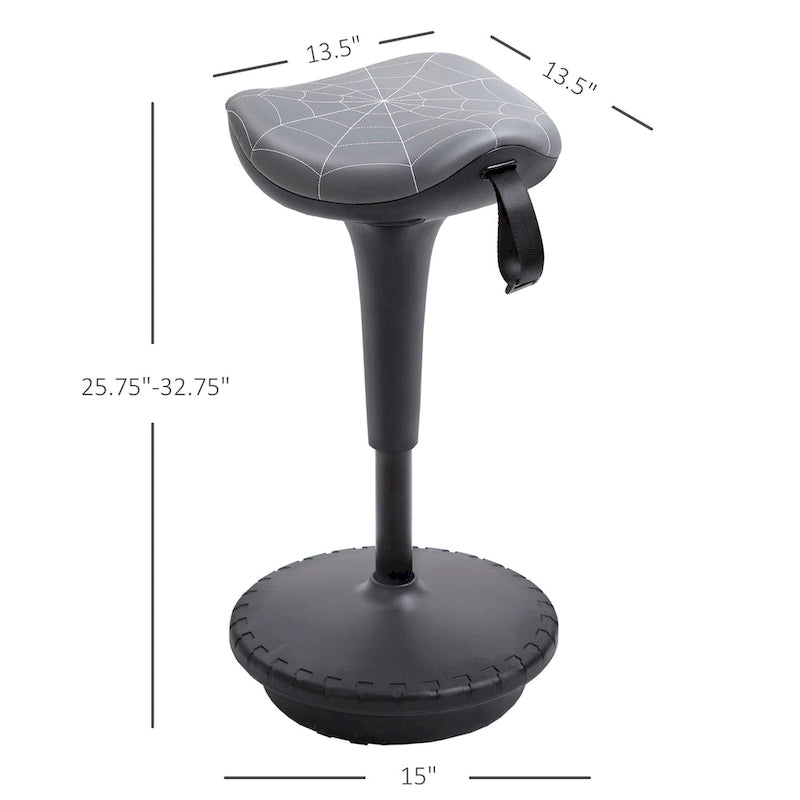 Tabouret de bureau assis-debout Lift Wobble, pivotant à 360°, inclinable, hauteur réglable et siège selle, gris