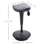 Tabouret de bureau assis-debout Lift Wobble, pivotant à 360°, inclinable, hauteur réglable et siège selle, gris