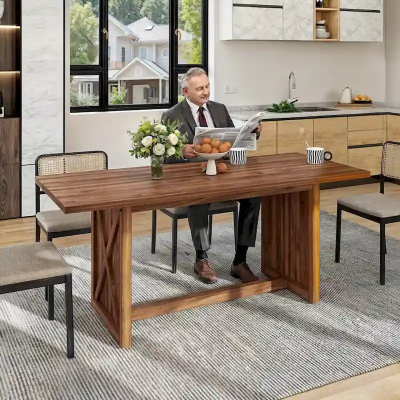 Table de salle à manger de cuisine de ferme de 180 cm pour 6 à 8 personnes