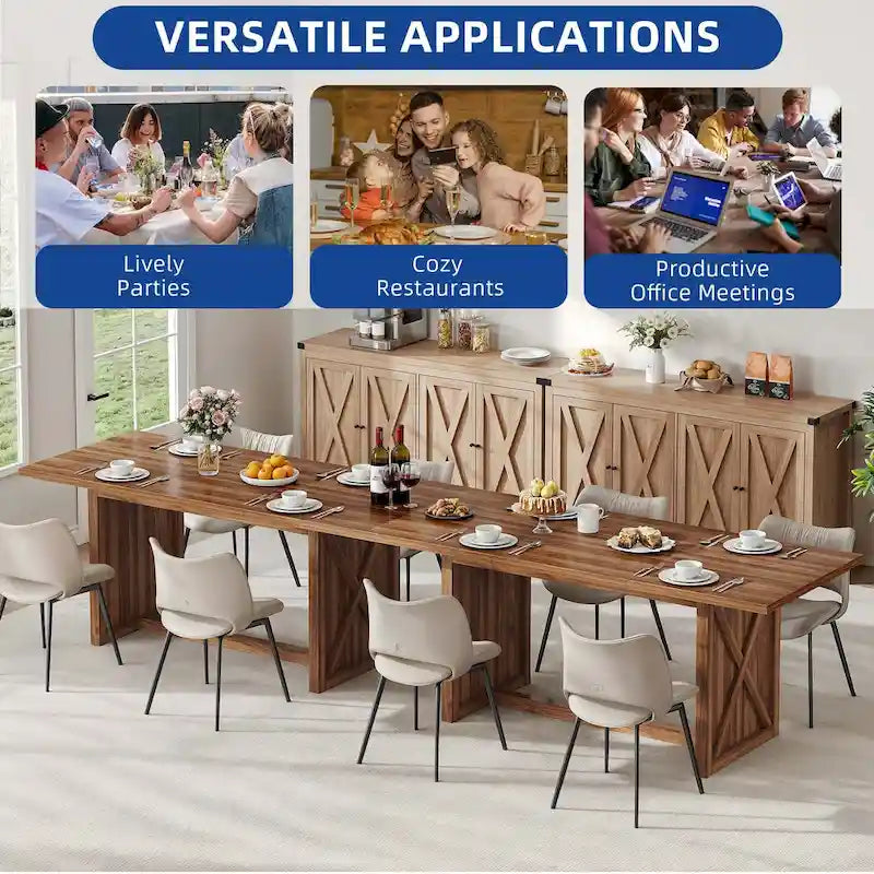 Table de salle à manger de cuisine de ferme de 180 cm pour 6 à 8 personnes