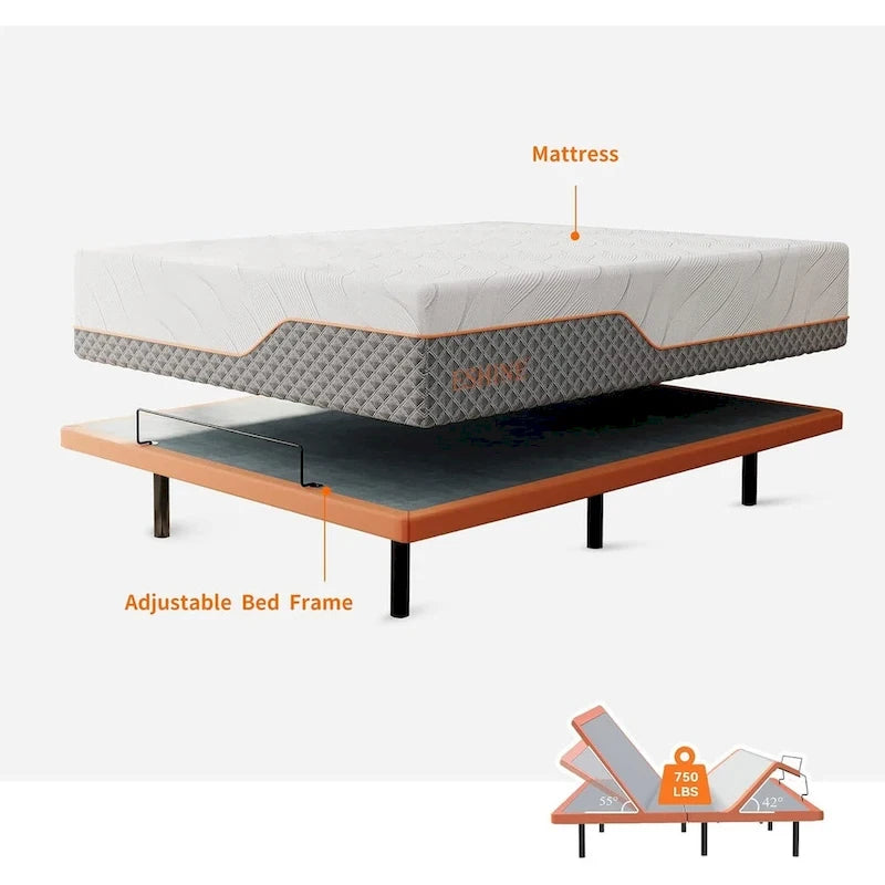 Cadre de lit réglable – Matelas hybride à mémoire de forme 14 pouces Série 2000