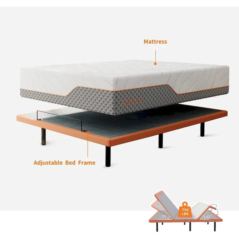 Cadre de lit réglable - Matelas hybride à mémoire de forme 14 pouces Série 2000