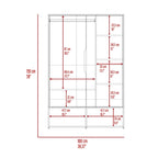 Armoire à deux portes avec deux étagères ouvertes, cinq étagères et une tringle de penderie - N/A