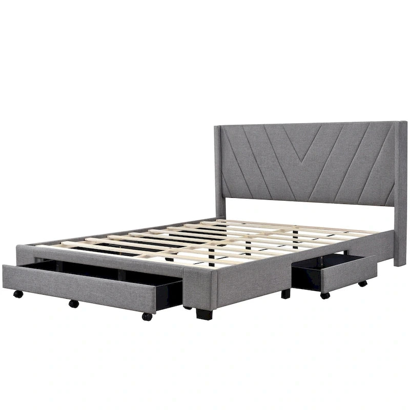 Lit de rangement Queen avec 3 tiroirs