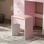 Coiffeuse 5 tiroirs avec miroir lumineux (ROSE/NOIR)