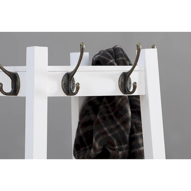 Étagère de rangement à 3 niveaux avec porte-manteau sur pied