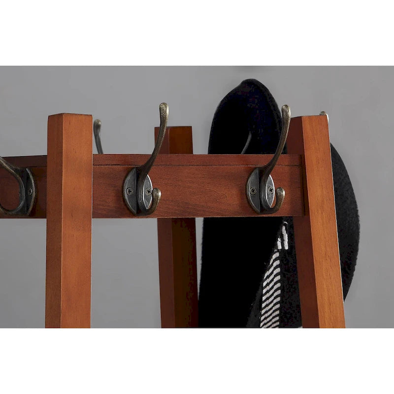 Étagère de rangement à 3 niveaux avec porte-manteau sur pied