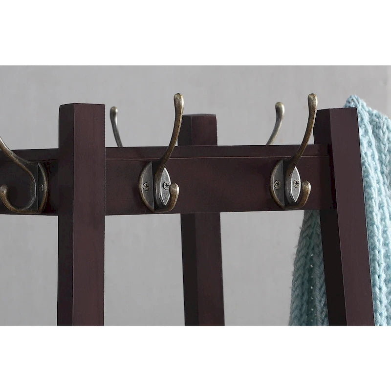 Étagère de rangement à 3 niveaux avec porte-manteau sur pied