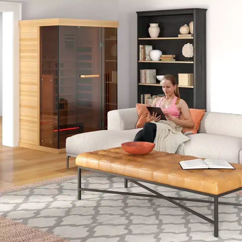 Sauna infrarouge Erommy, sauna à domicile pour 1 à 2 personnes avec chauffage à préchauffage de 10 minutes