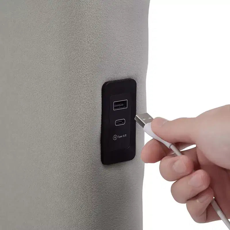 Cadre de lit plateforme rembourré VECELO avec chargement USB